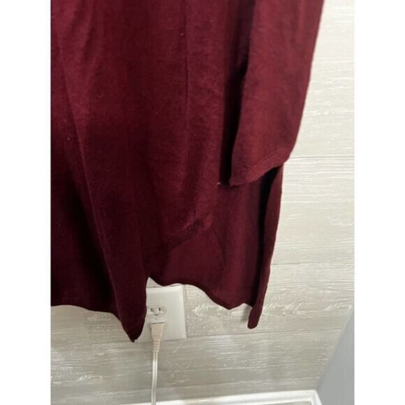 Colorblock Knit Long Sleeve Burgundy & Magenta Asymmetrical Maxi Dress - Picture 9 of 9